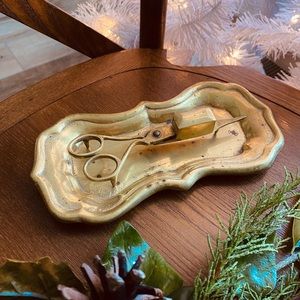 Antique Brass Candle Snuffer and Tray